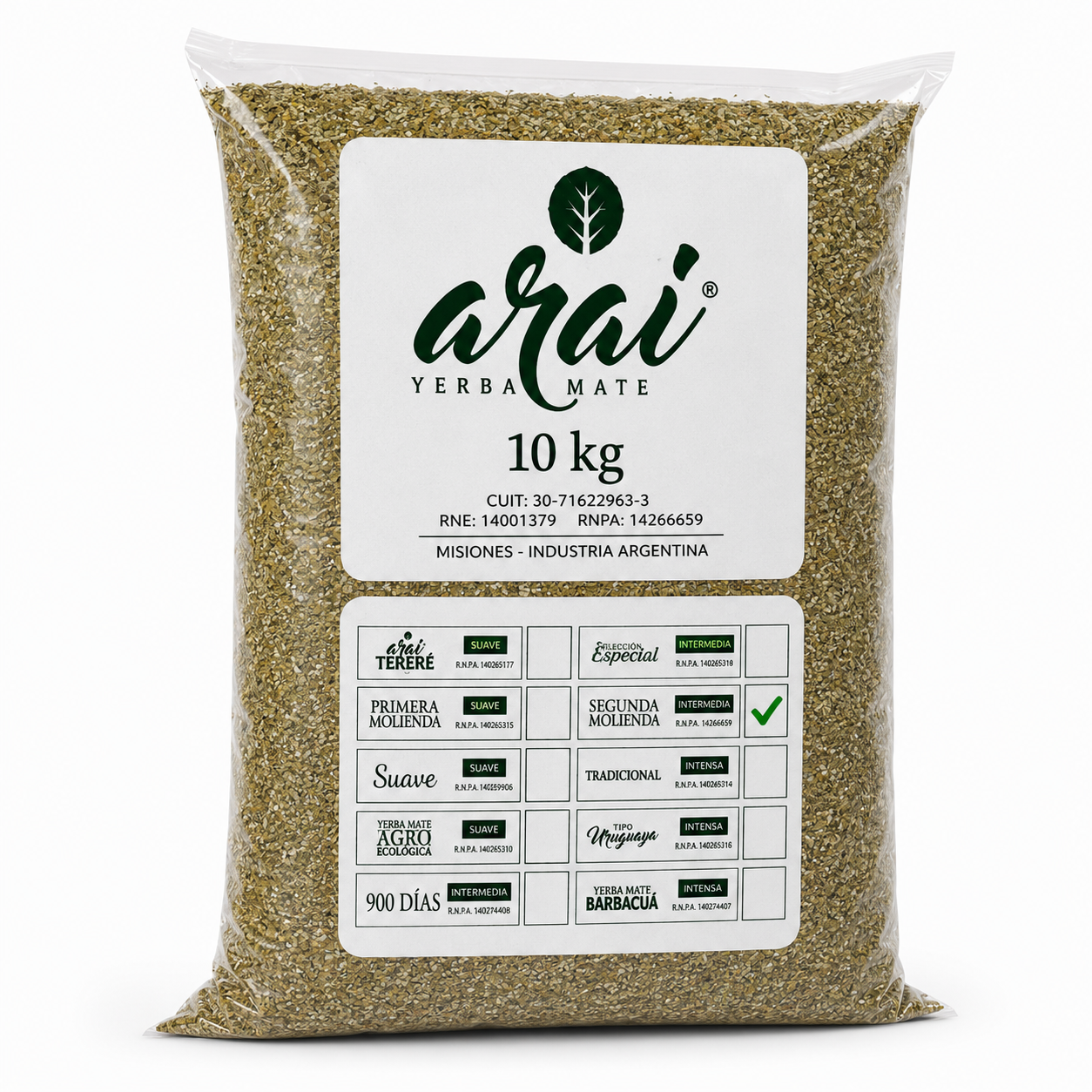 ARAI YERBA SEGUNDA MOLIENDA X 10KG
